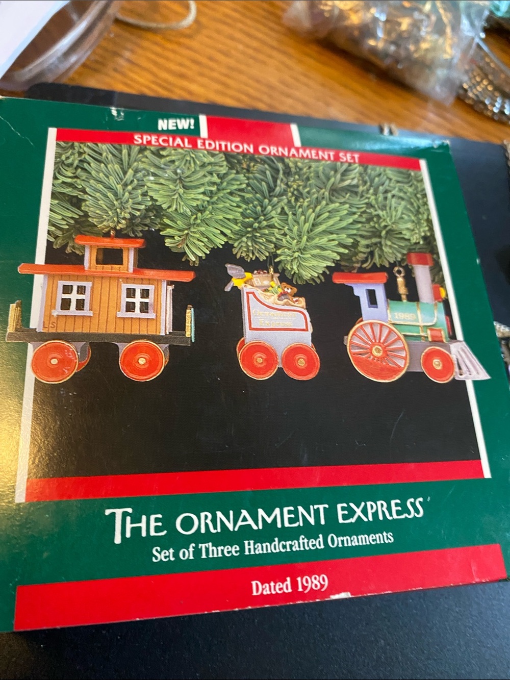 (NEWl HALLMARK 1989 THE ORNAMENT EXPRESS SET OF 3 SPECIAL EDITION TRAIN VINTAGE